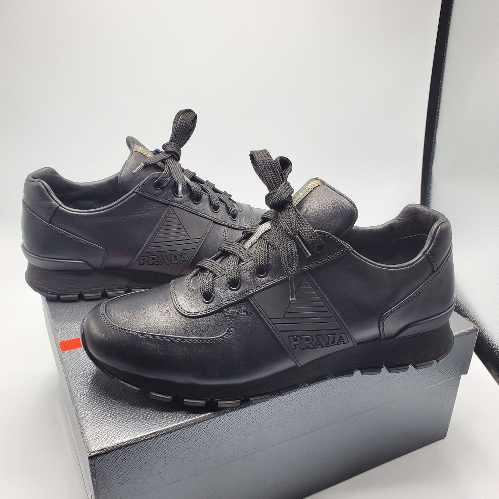 PRADA Vitello Plume Sneakers SZ. EU 9.5, USA 10.5